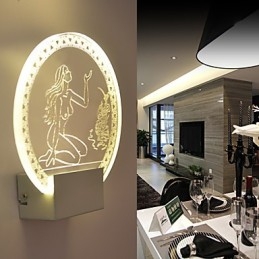 Lámpara de pared acrílica de PVC con chip de luz, moderna y contemporánea, de metal, 5 W