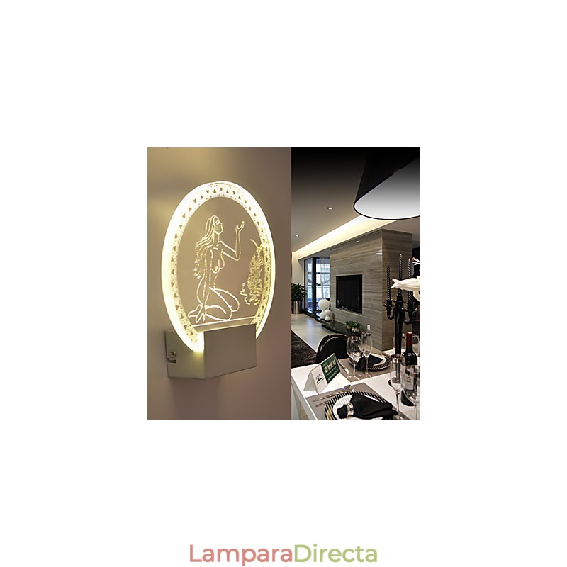 Lámpara de pared acrílica de PVC con chip de luz, moderna y contemporánea, de metal, 5 W