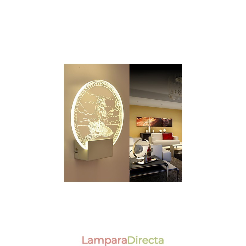 Lámpara de pared acrílica de PVC, moderna y contemporánea, de metal.