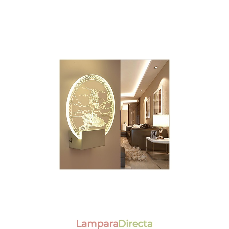 Lámpara de pared acrílica de PVC, moderna y contemporánea, de metal.