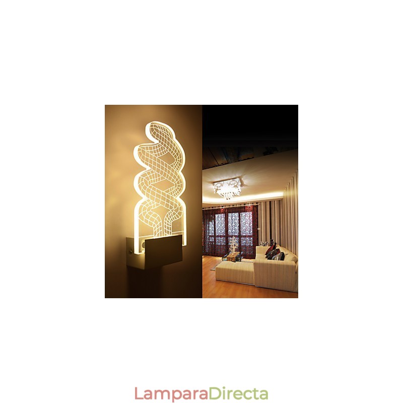 Lámpara de pared acrílica de PVC con chip de luz, moderna y contemporánea de metal.