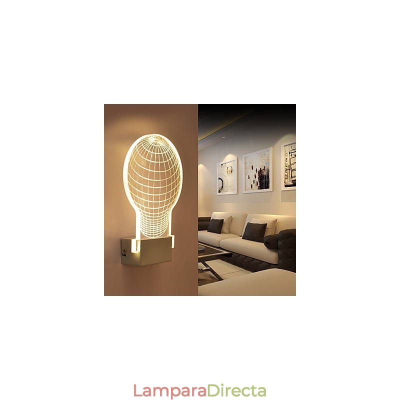 Lámpara de pared acrílica de PVC con chip de luz, moderna y contemporánea de metal.
