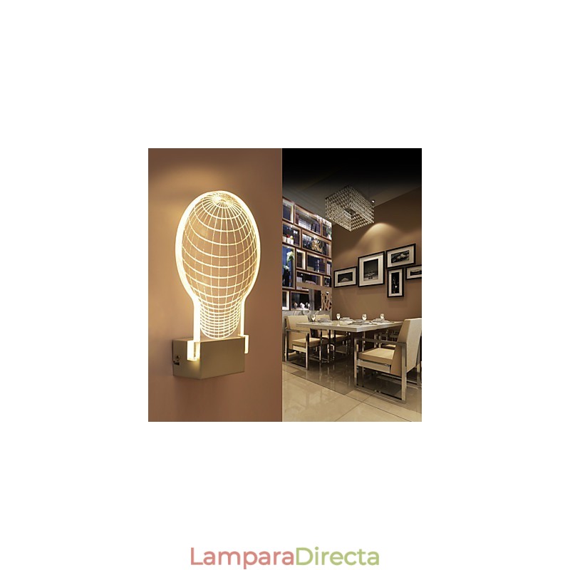 Lámpara de pared acrílica de PVC con chip de luz, moderna y contemporánea de metal.