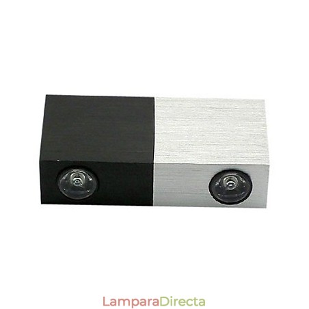 Aplique de pared moderno con diseño elegante mitad plata mitad negro, cuerpo cúbico, 2 luces Aplique de pared moderno con diseño elegante mitad plata mitad negro, cuerpo cúbico, 2 luces