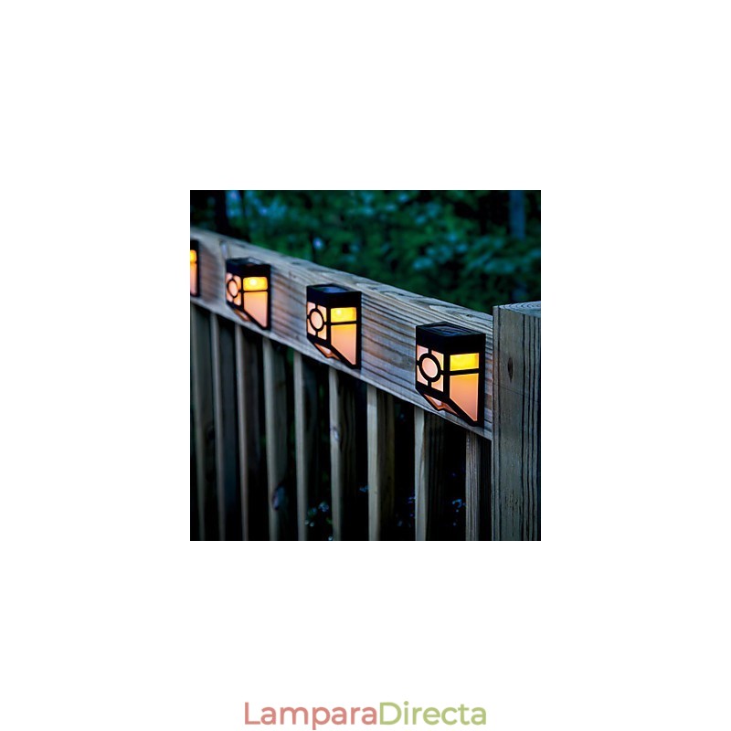 Lámpara de pared solar de color amarillo cálido con 2 faroles para terraza