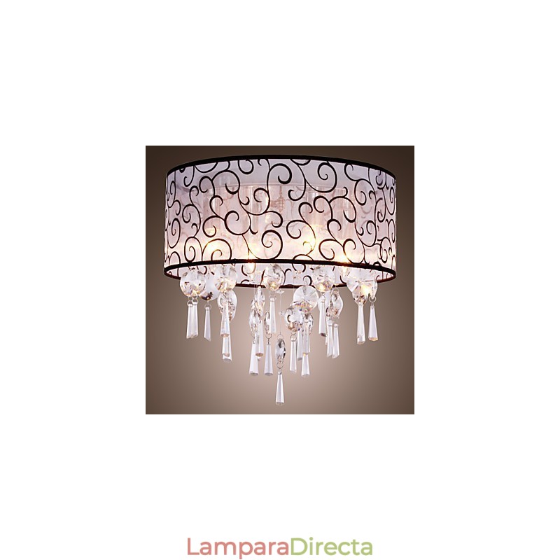 Lámpara empotrada moderna contemporánea de metal galvanizado con cristal de tambor