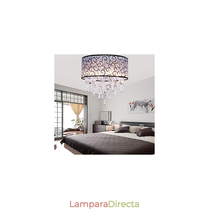 Lámpara empotrada moderna contemporánea de metal galvanizado con cristal de tambor