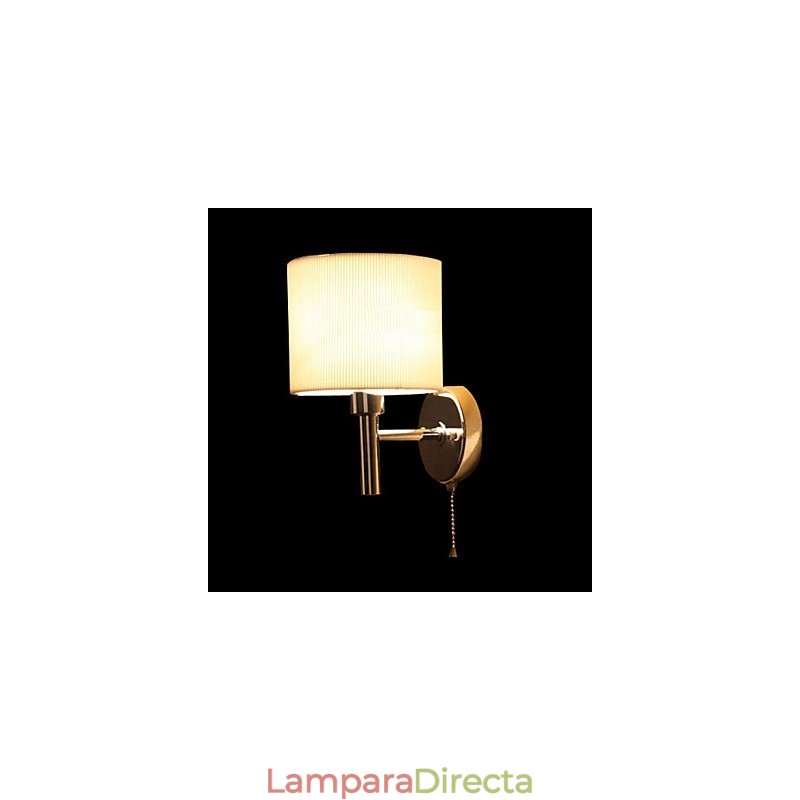 Elegante lámpara de pared de metal y tela con 1 luz en cilindro blanco
