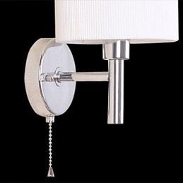 Elegante lámpara de pared de metal y tela con 1 luz en cilindro blanco