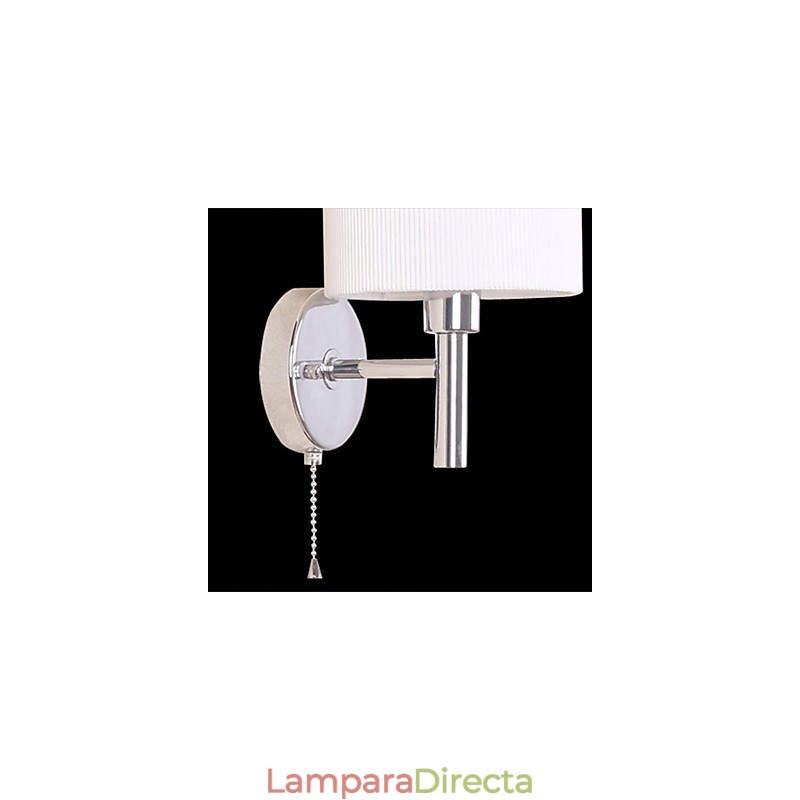 Elegante lámpara de pared de metal y tela con 1 luz en cilindro blanco