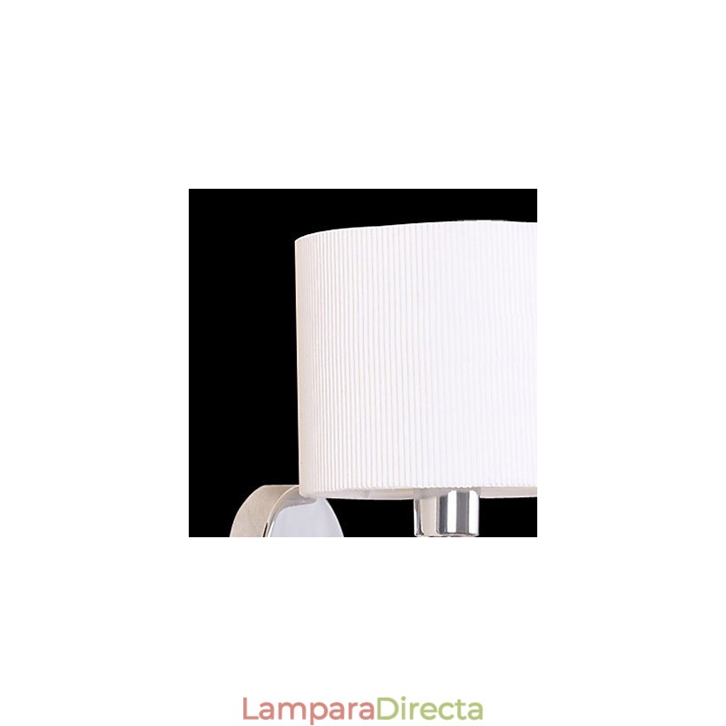 Elegante lámpara de pared de metal y tela con 1 luz en cilindro blanco