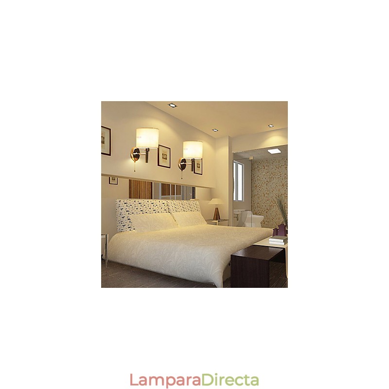 Elegante lámpara de pared de metal y tela con 1 luz en cilindro blanco