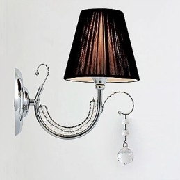 Lámpara de pared contemporánea con pantalla de tela, estilo araña, brazo de gota de cristal