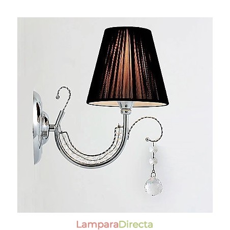 Lámpara de pared contemporánea con pantalla de tela, estilo araña, brazo de gota de cristal