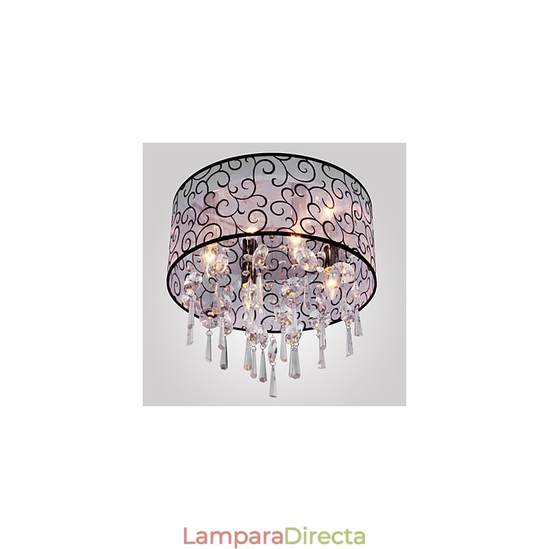 Lámpara empotrada moderna contemporánea de metal galvanizado con cristal de tambor