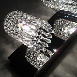 Aplique de pared moderno con colgantes de cristal y 2 luces en cromo pulido