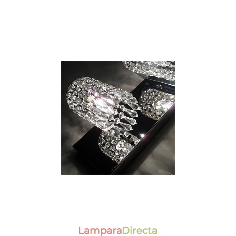 Aplique de pared moderno con colgantes de cristal y 2 luces en cromo pulido
