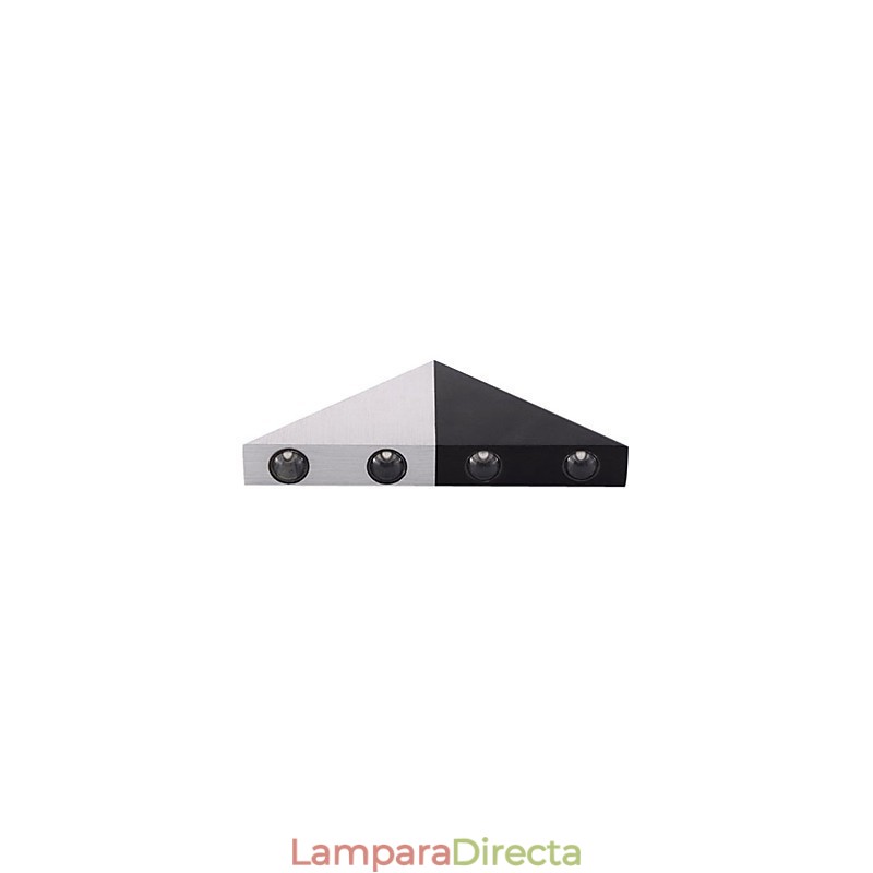 Lámpara de pared moderna con diseño elegante de estilo triangular en color negro y plateado.