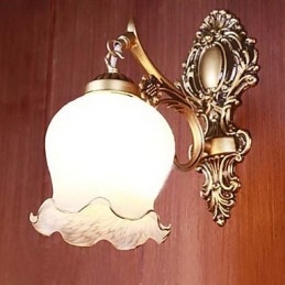 Aplique de baño de 1 luz, clásico, metal, vidrio, pintura