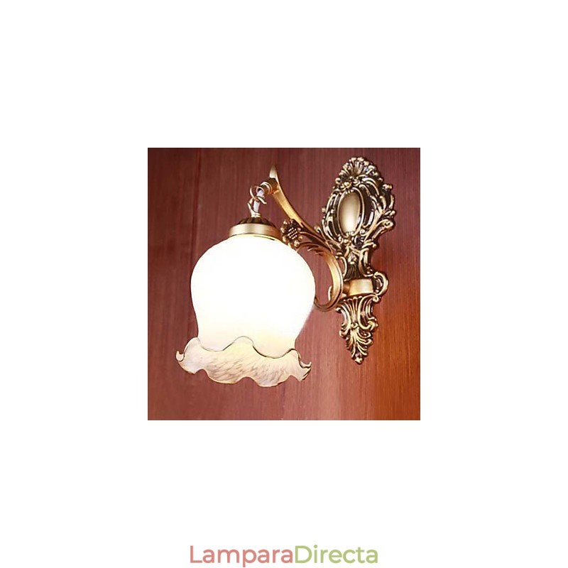 Aplique de baño de 1 luz, clásico, metal, vidrio, pintura