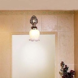 Aplique de baño de 1 luz, clásico, metal, vidrio, pintura