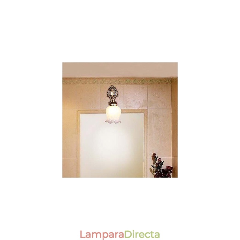 Aplique de baño de 1 luz, clásico, metal, vidrio, pintura