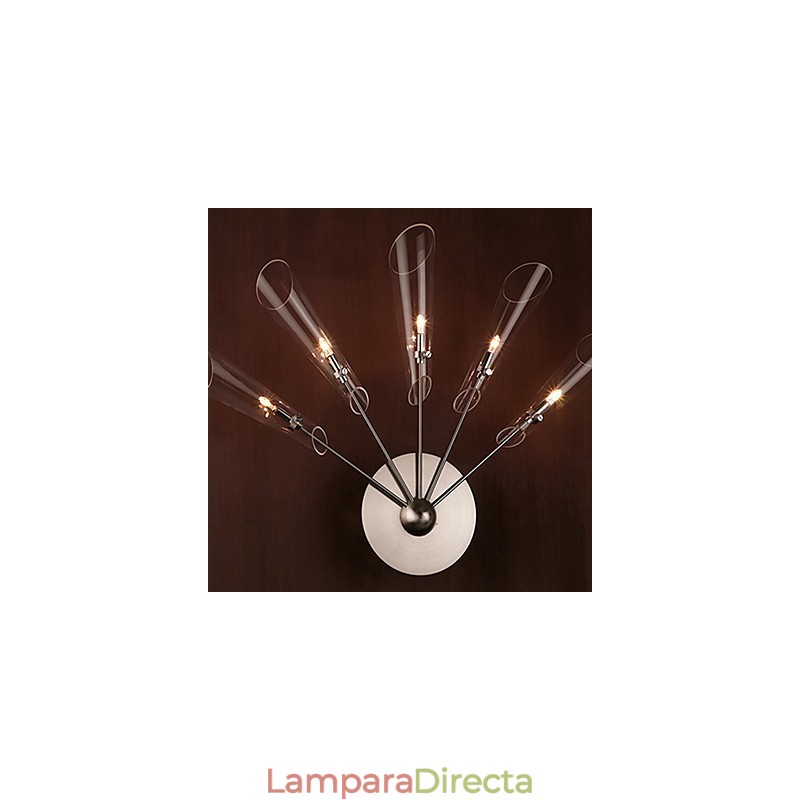 Aplique de pared de cristal artístico con 5 luces