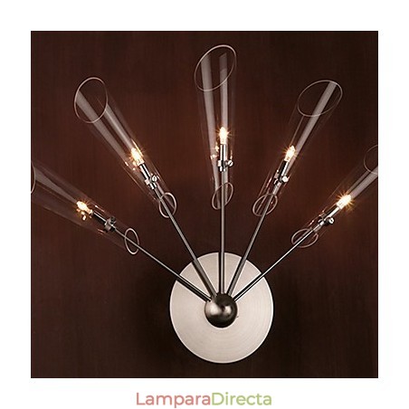 Aplique de pared de cristal artístico con 5 luces Aplique de pared de cristal artístico con 5 luces