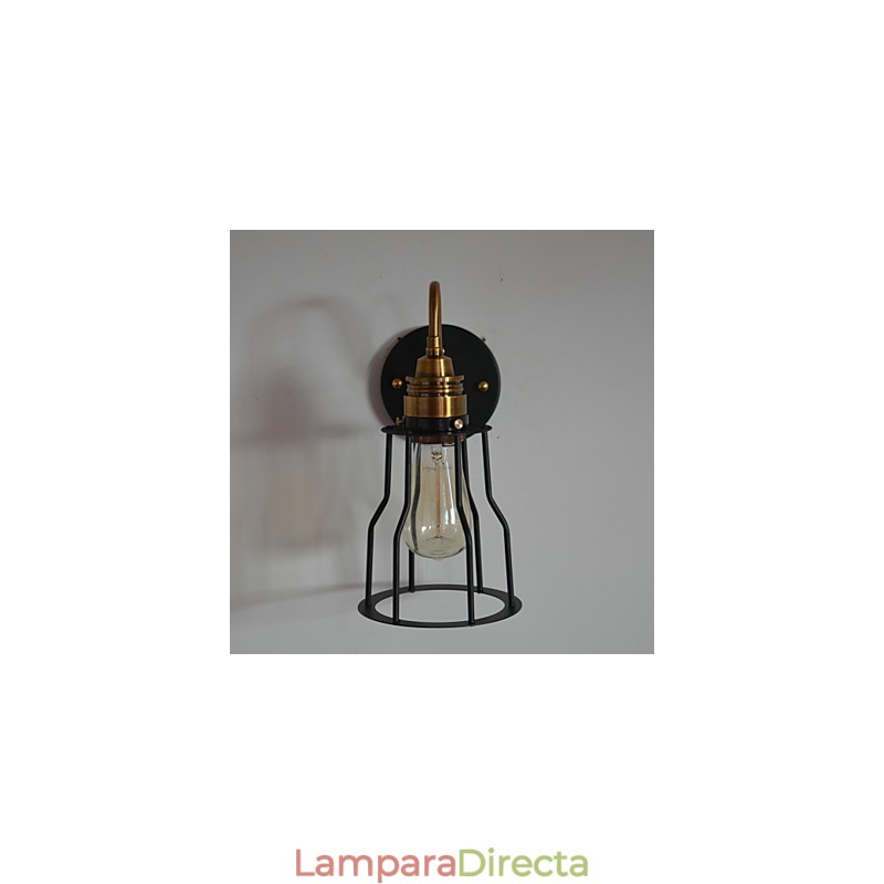 Lámpara de pared artística minimalista con pantalla de esqueleto de metal negro