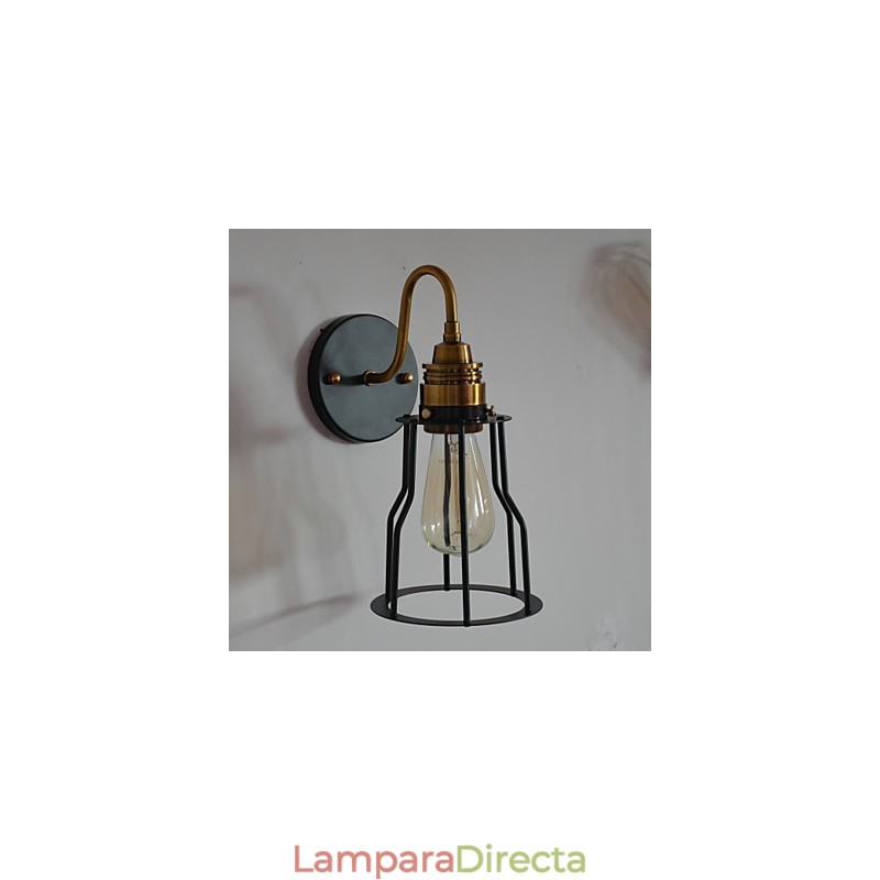 Lámpara de pared artística minimalista con pantalla de esqueleto de metal negro
