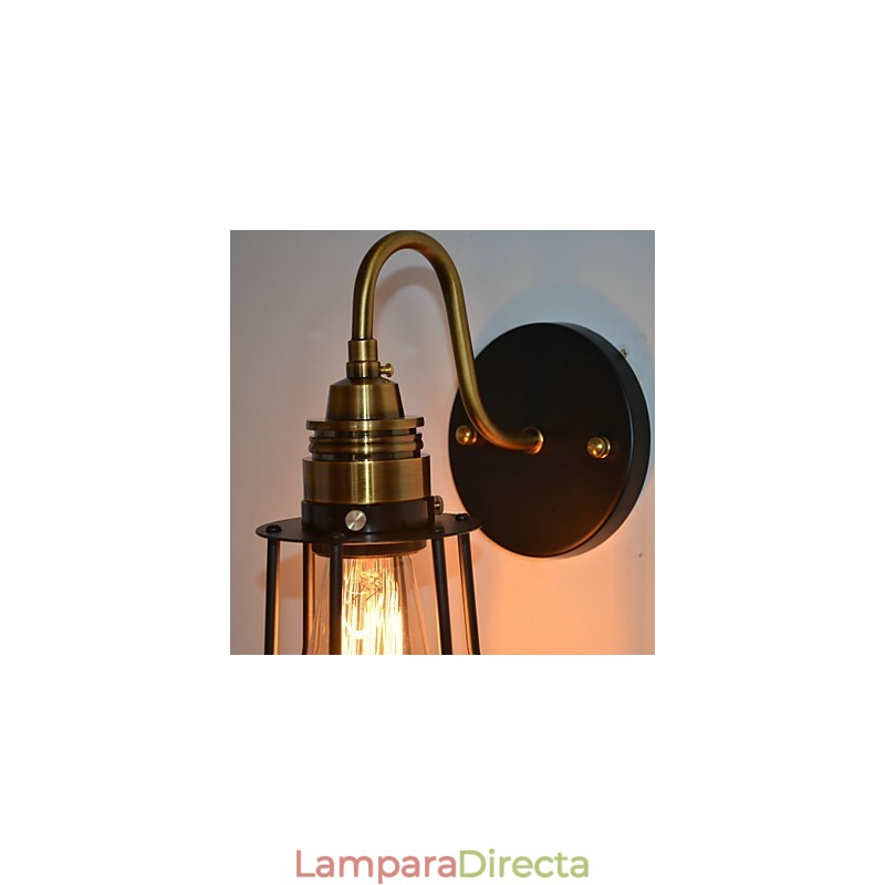 Lámpara de pared artística minimalista con pantalla de esqueleto de metal negro