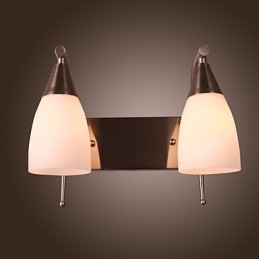 Aplique de pared de 2 luces con pantalla blanca