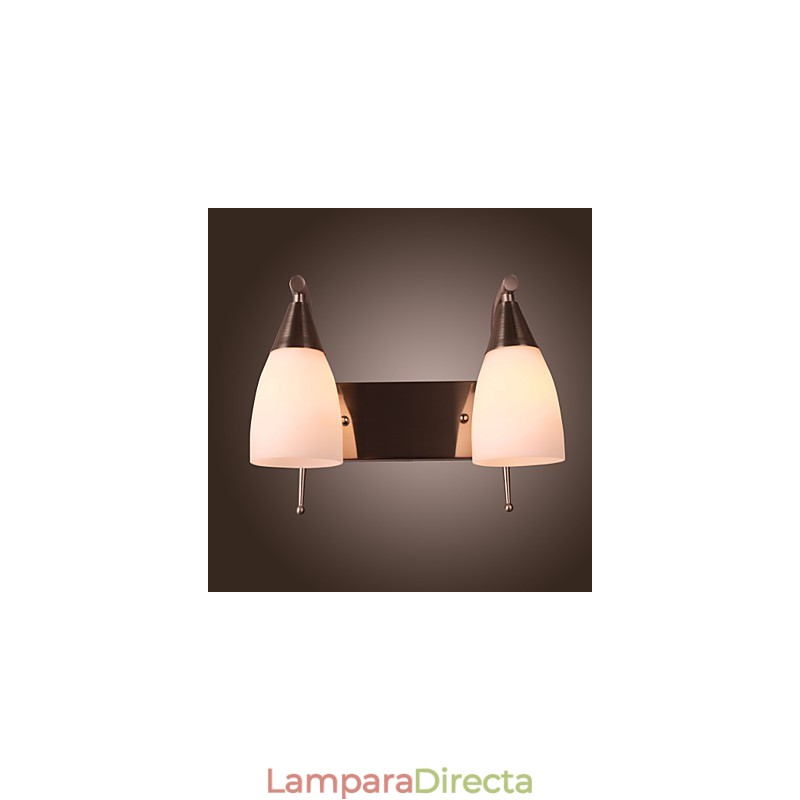 Aplique de pared de 2 luces con pantalla blanca