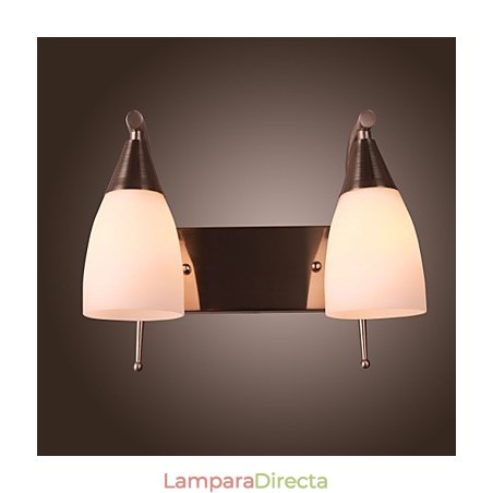 Aplique de pared de 2 luces con pantalla blanca