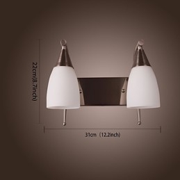 Aplique de pared de 2 luces con pantalla blanca