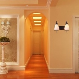 Aplique de pared de 2 luces con pantalla blanca
