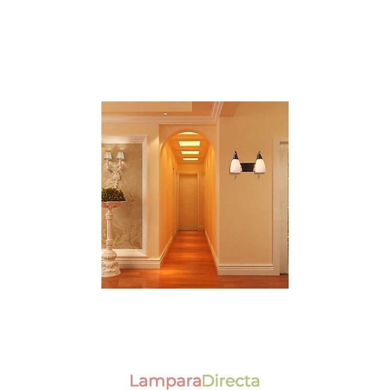 Aplique de pared de 2 luces con pantalla blanca
