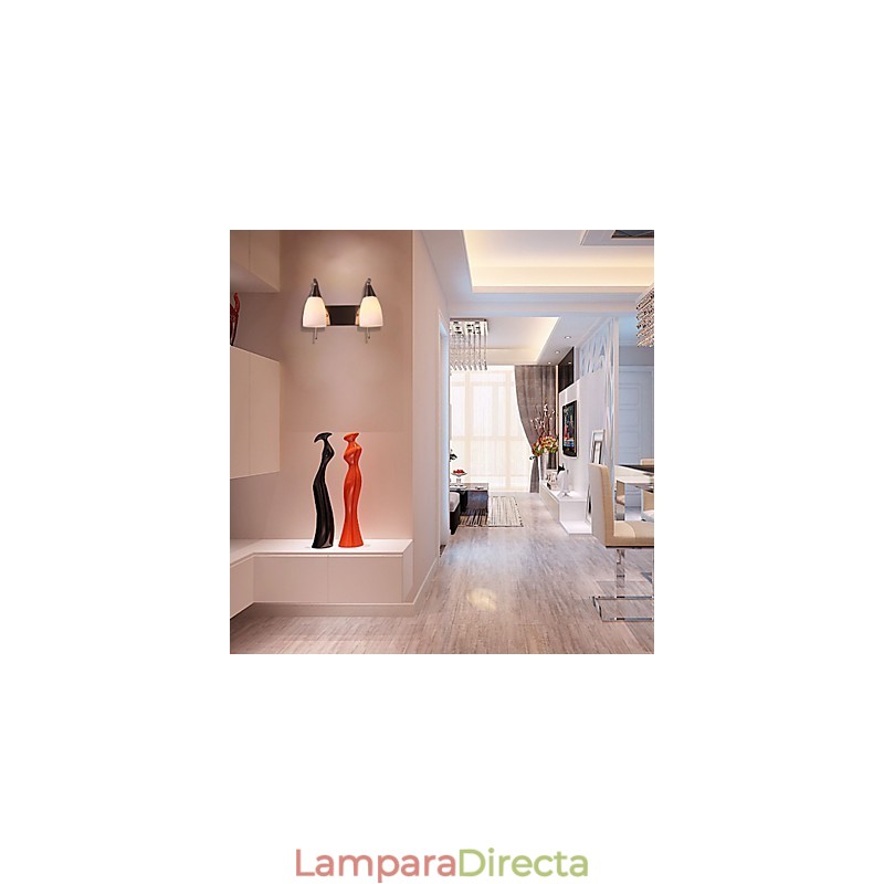 Aplique de pared de 2 luces con pantalla blanca