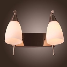 Aplique de pared de 2 luces con pantalla blanca