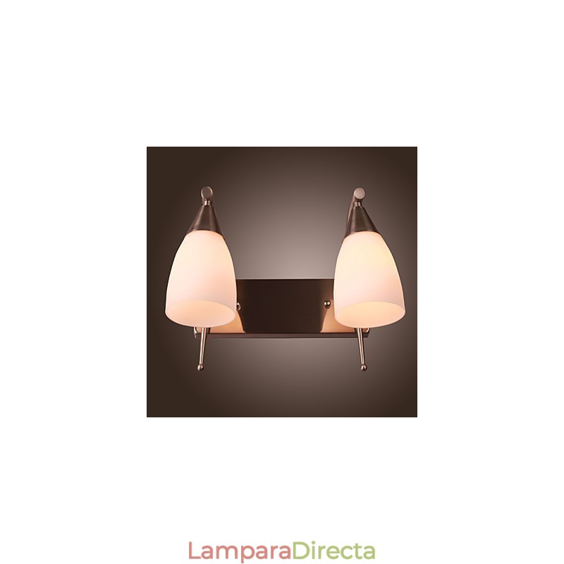 Aplique de pared de 2 luces con pantalla blanca