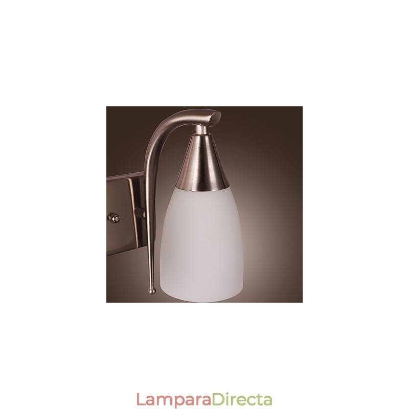 Aplique de pared de 2 luces con pantalla blanca