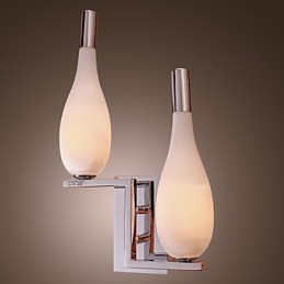 Aplique de pared de cristal con 2 luces y pantalla en forma de botella