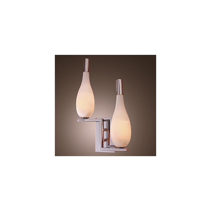 Aplique de pared de cristal con 2 luces y pantalla en forma de botella