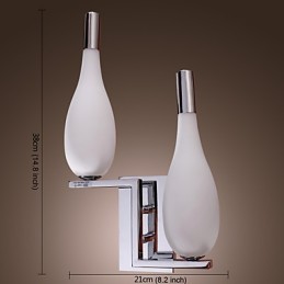Aplique de pared de cristal con 2 luces y pantalla en forma de botella