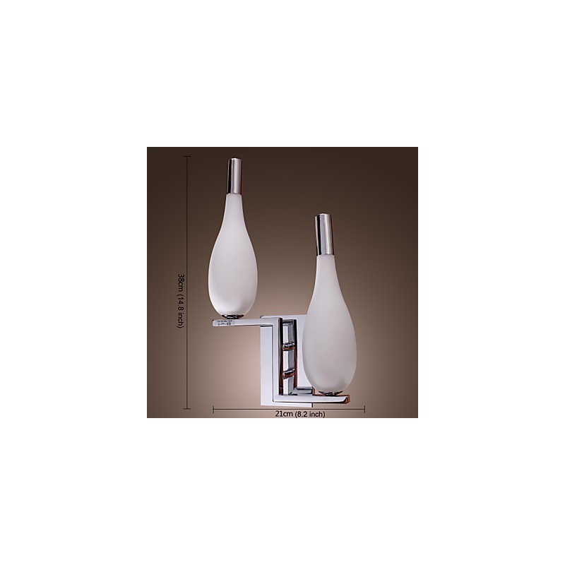 Aplique de pared de cristal con 2 luces y pantalla en forma de botella