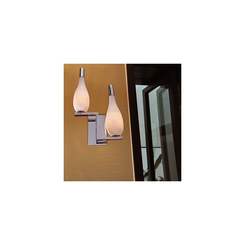 Aplique de pared de cristal con 2 luces y pantalla en forma de botella