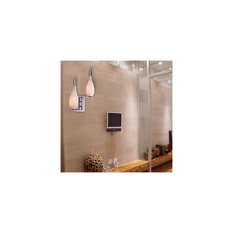 Aplique de pared de cristal con 2 luces y pantalla en forma de botella