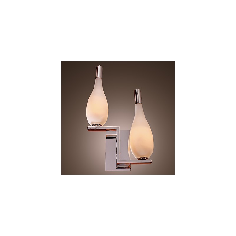 Aplique de pared de cristal con 2 luces y pantalla en forma de botella