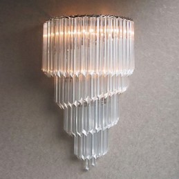 Aplique de pared con acabado cromado, tiras de cristal y 3 luces