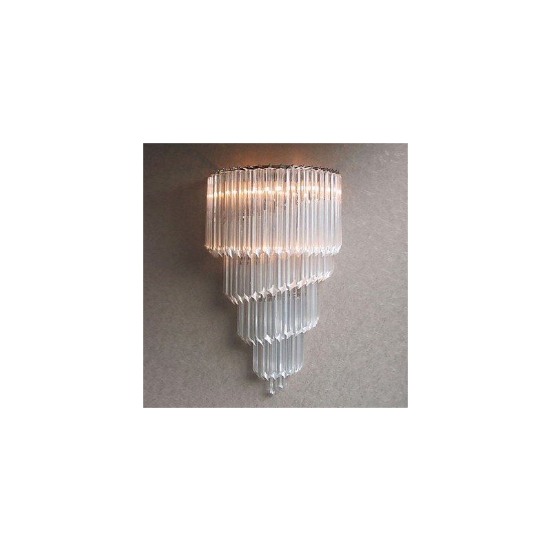 Aplique de pared con acabado cromado, tiras de cristal y 3 luces